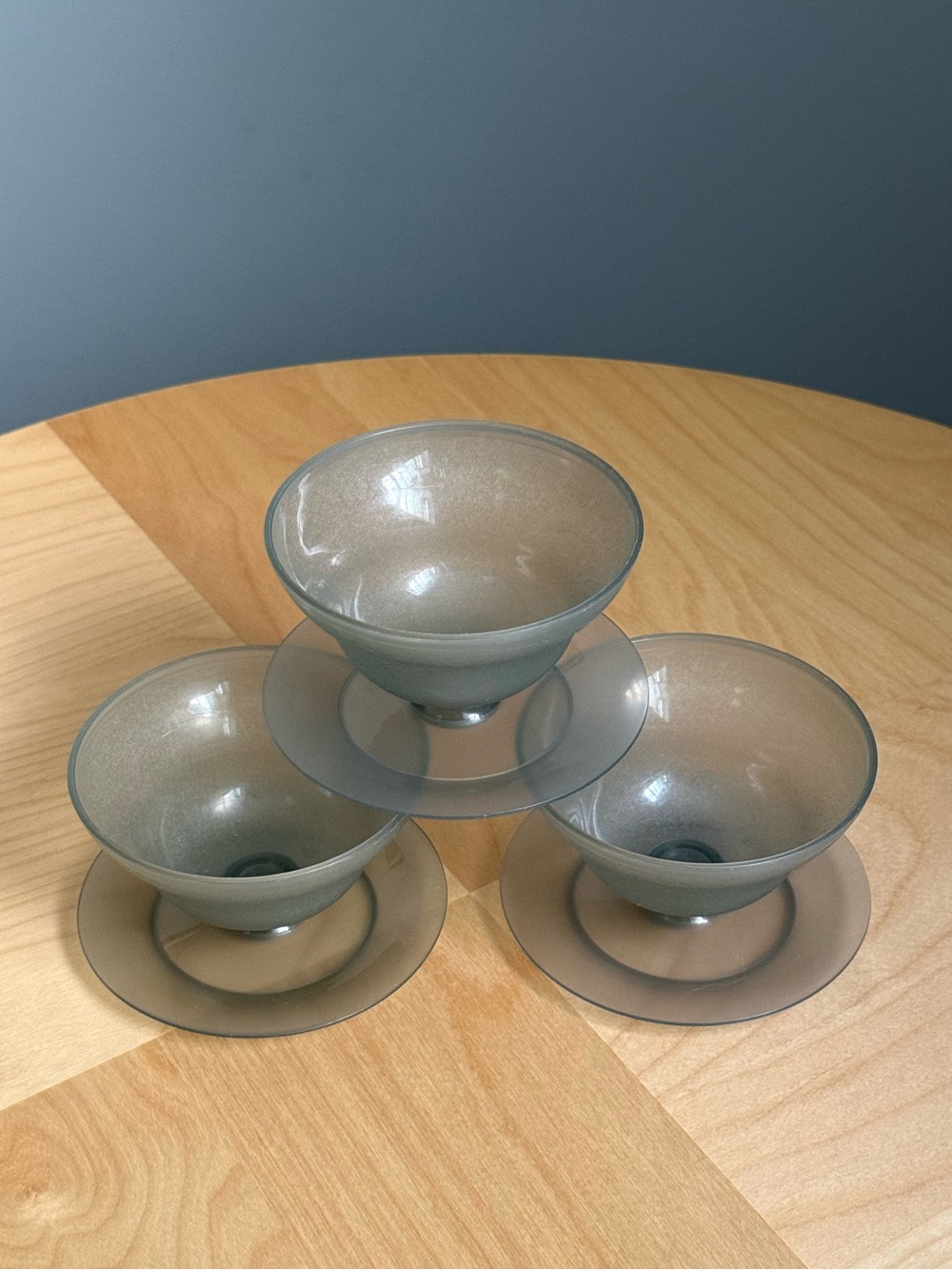 Set of 3 Vintage Tupperware Smoky Gray Pudding Parfait Desert Cups 754-32